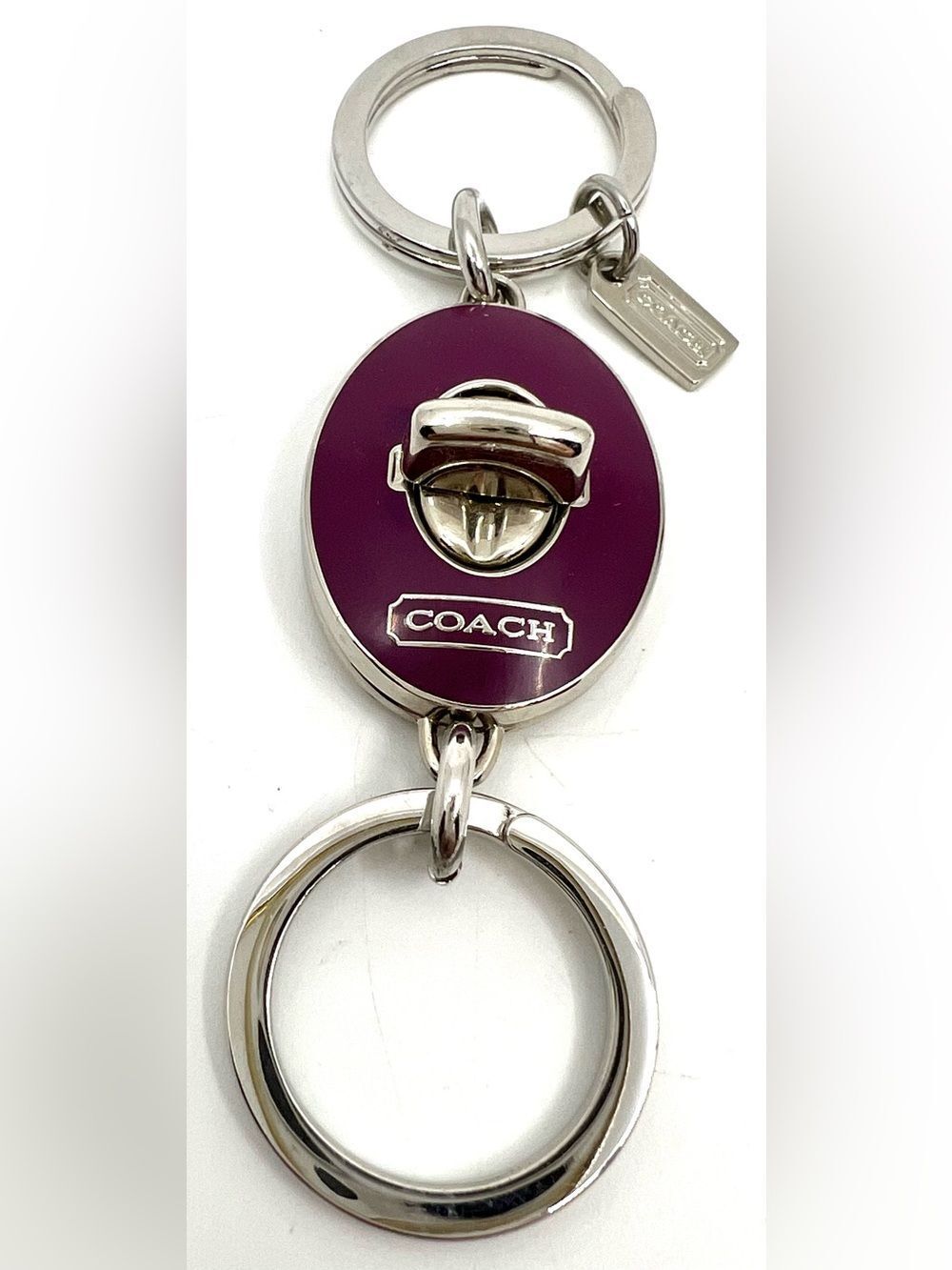 Coach Y2K Oval Purple Turnlock fob double valet keychain bag charm - like New